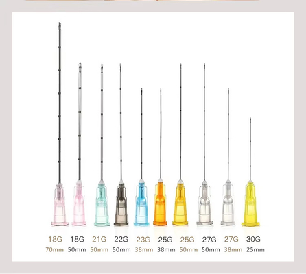 18G 21G 22G 23G 25g 27G 30G 50mm 70mm Micro cannula a punta contundente Aglio per acido ialuronico iniettabile