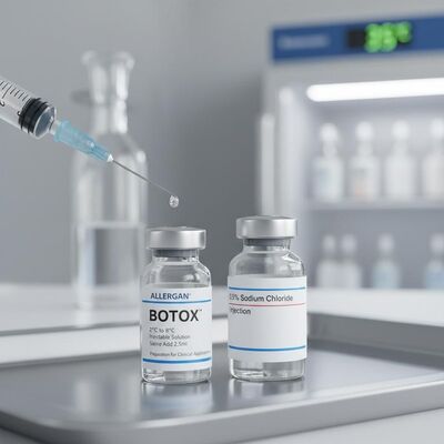 Da 2 a 8 gradi Celsius Allergan Botox soluzione iniettabile soluzione salina aggiungere 2,5 ml di preparazione salina per applicazioni cliniche