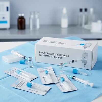 Gli aghi contundenti a scartamento aiutano a ridurre le lesioni da ago Lavoratori sanitari preparano farmaci senza aghi