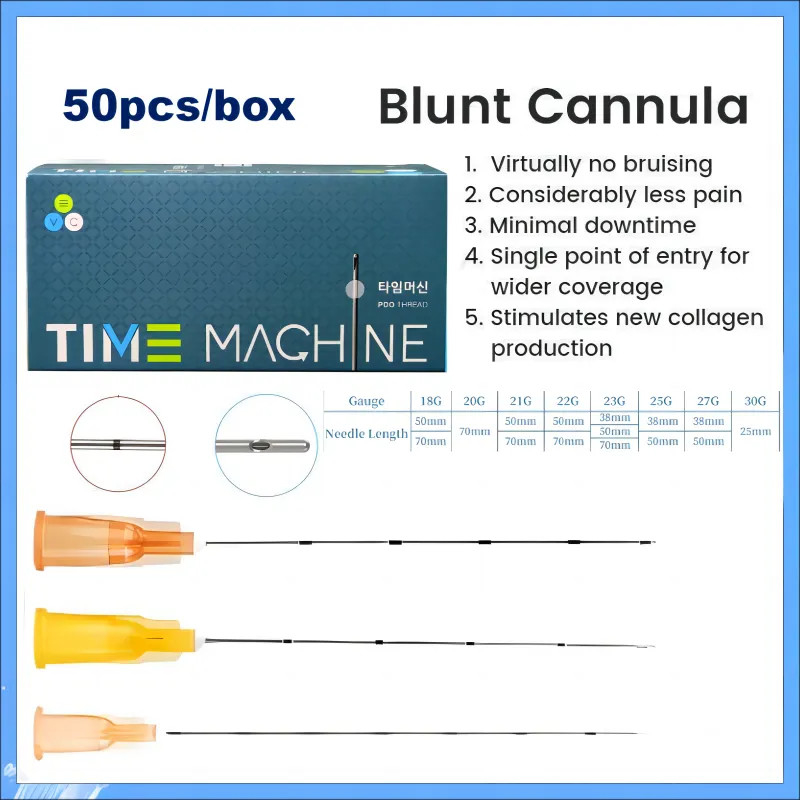 18G 21G 22G 23G 25g 27G 30G 50mm 70mm Micro cannula a punta contundente Aglio per acido ialuronico iniettabile