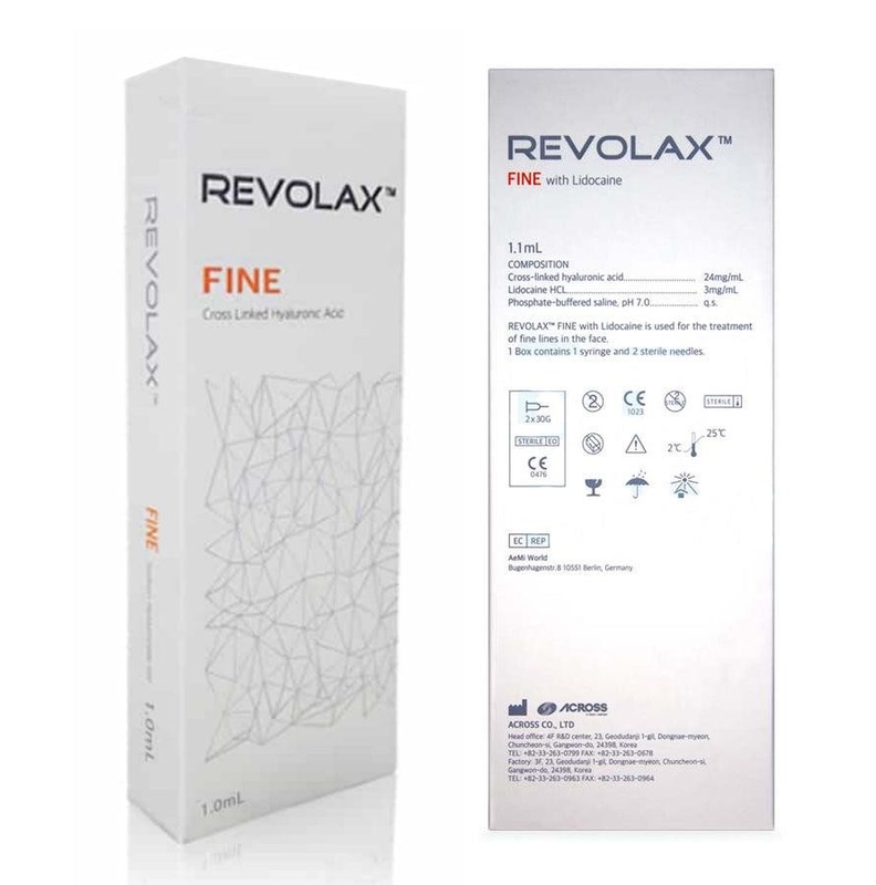 24 mg/ml riempitore cutaneo acido ialuronico di 1.1ml Revolax per le grinze fini